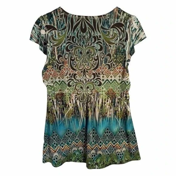 Apt 9 Fairycore Boho Beaded Medallion Tunic Top Y2K Earthy Festival M - Picture 5 of 7